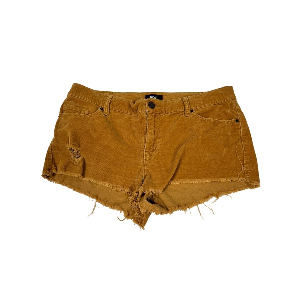 BDG Urban Outfitters Mustard Tan Corduroy Distressed Raw Hem Shorts Womens 31